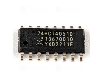 74HCT4051, 8-Kanal Multiplexer, Demultiplexer, SMD, SO-16, 5V High-Speed CMOS, -40..125 °C